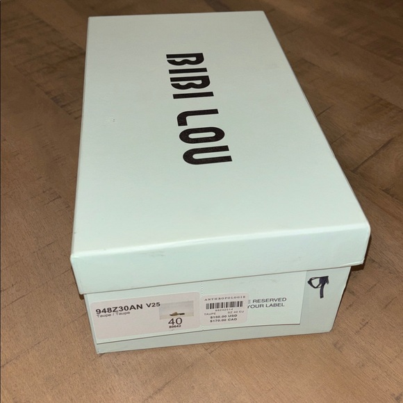 Bibi Lou Wood-Bottom Slides Sandals NEW EU 40 US 9-9.5 Taupe Anthropologie NIB - Picture 6 of 8